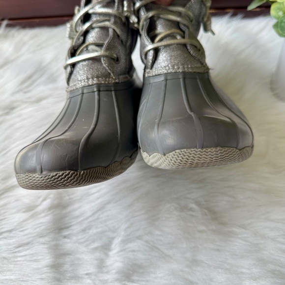 Sperry Top-Sider Saltwater Shimmer Duck Boots Gray Waterproof Size 7.5 - Picture 10 of 13